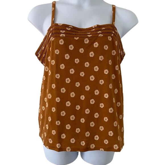 5/$25 Market & Spruce Linen Blend Floral Adjustable Tank Top Cami XXL New - Picture 1 of 8
